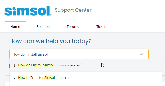 simsol-support-center-search